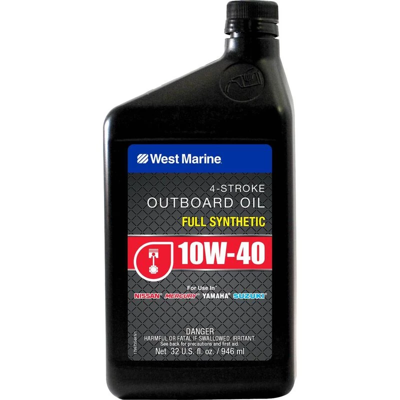WEST MARINE Premium 10W-40 4-Stroke Full Synthetic Engine Oil, Quart 1 WEST MARINE Premium 10W-40 4-Stroke Full Synthetic Engine Oil, Quart