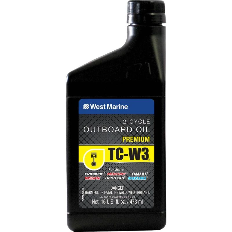 WEST MARINE Premium 2-Cycle TC-W3 Outboard Oil, Pint 1 WEST MARINE Premium 2-Cycle TC-W3 Outboard Oil, Pint