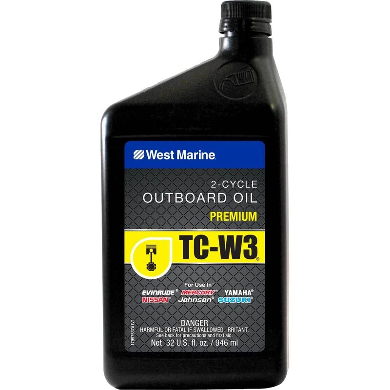 WEST MARINE Premium 2-Cycle TC-W3 Outboard Oil, Quart 1 WEST MARINE Premium 2-Cycle TC-W3 Outboard Oil, Quart