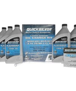 QUICKSILVER 8M0107511 10W30 4-Stroke Outboard Oil Change Kit for 70/90/115 HP (2.1L) Mercury Engines