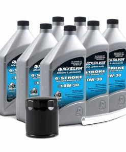 QUICKSILVER 8M0169548 10W30 4-Stroke Mercury 175 HP-300 HP V6 (3.4 L) & V8 (4.6 L) Oil Change Kit